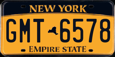 NY license plate GMT6578
