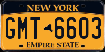 NY license plate GMT6603