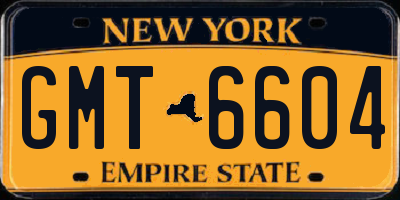 NY license plate GMT6604