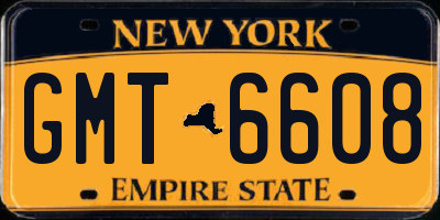 NY license plate GMT6608