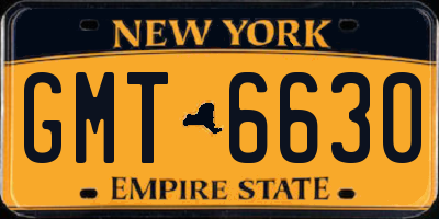 NY license plate GMT6630
