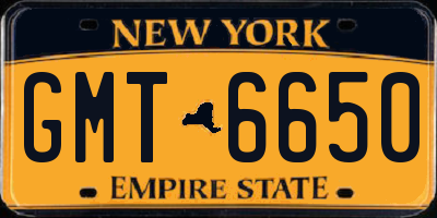 NY license plate GMT6650