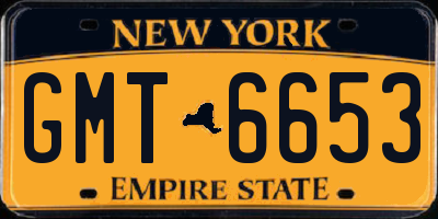 NY license plate GMT6653