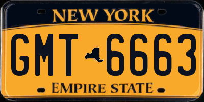 NY license plate GMT6663