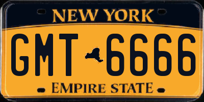 NY license plate GMT6666