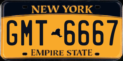 NY license plate GMT6667