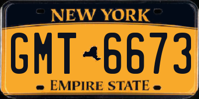 NY license plate GMT6673