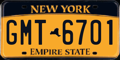 NY license plate GMT6701