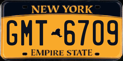 NY license plate GMT6709