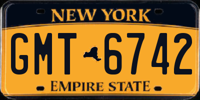 NY license plate GMT6742