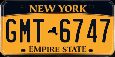 NY license plate GMT6747