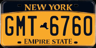 NY license plate GMT6760