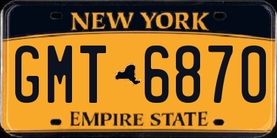 NY license plate GMT6870