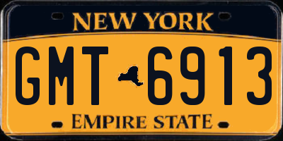 NY license plate GMT6913
