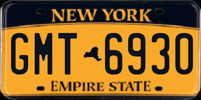 NY license plate GMT6930