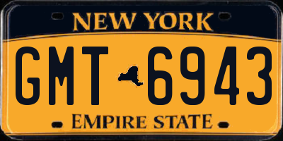 NY license plate GMT6943