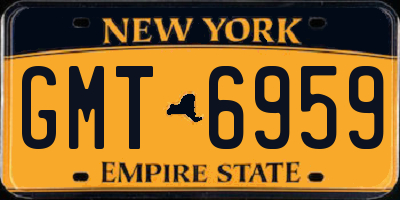 NY license plate GMT6959