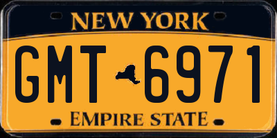 NY license plate GMT6971