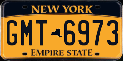 NY license plate GMT6973