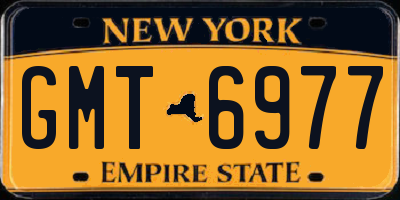 NY license plate GMT6977