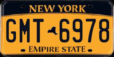 NY license plate GMT6978