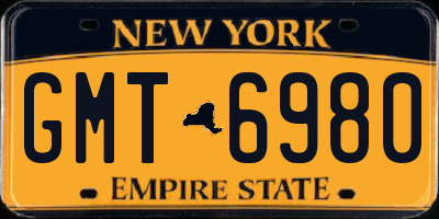 NY license plate GMT6980