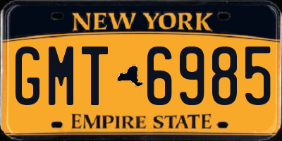 NY license plate GMT6985