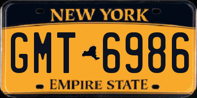NY license plate GMT6986