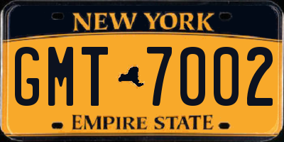 NY license plate GMT7002