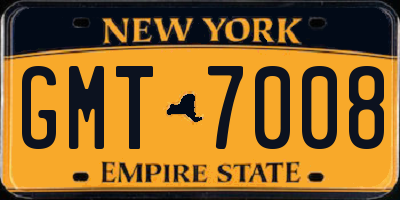 NY license plate GMT7008