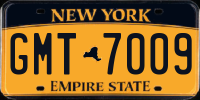 NY license plate GMT7009