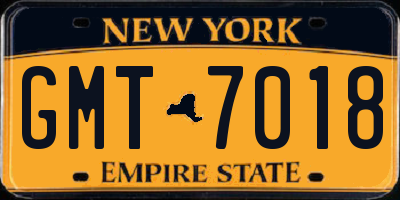 NY license plate GMT7018