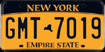 NY license plate GMT7019