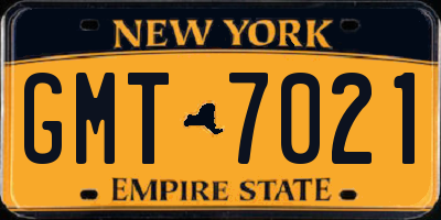 NY license plate GMT7021