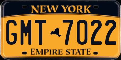 NY license plate GMT7022