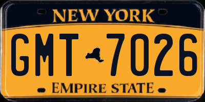 NY license plate GMT7026