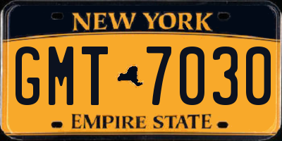 NY license plate GMT7030