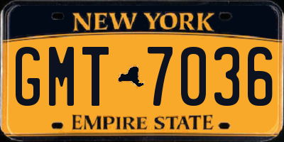 NY license plate GMT7036