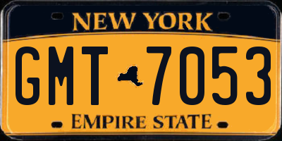 NY license plate GMT7053