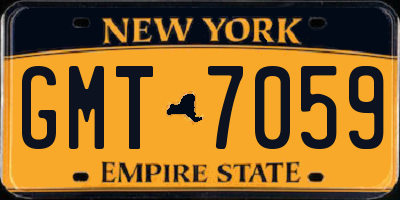 NY license plate GMT7059