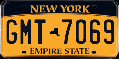 NY license plate GMT7069