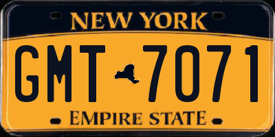 NY license plate GMT7071