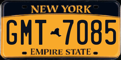 NY license plate GMT7085
