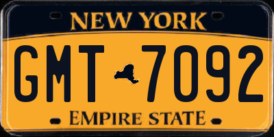 NY license plate GMT7092