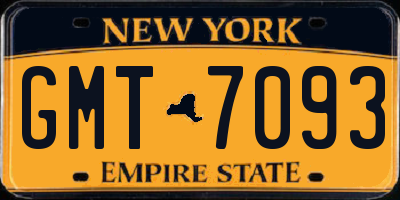 NY license plate GMT7093