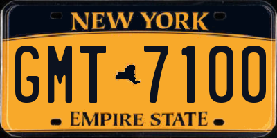 NY license plate GMT7100