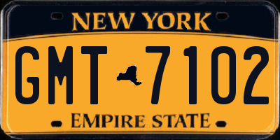 NY license plate GMT7102