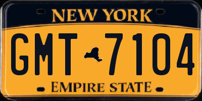 NY license plate GMT7104