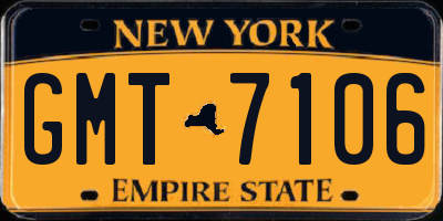 NY license plate GMT7106