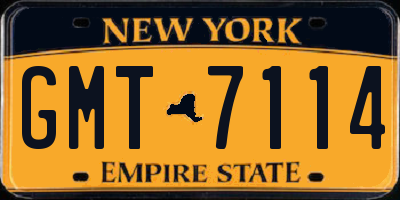 NY license plate GMT7114